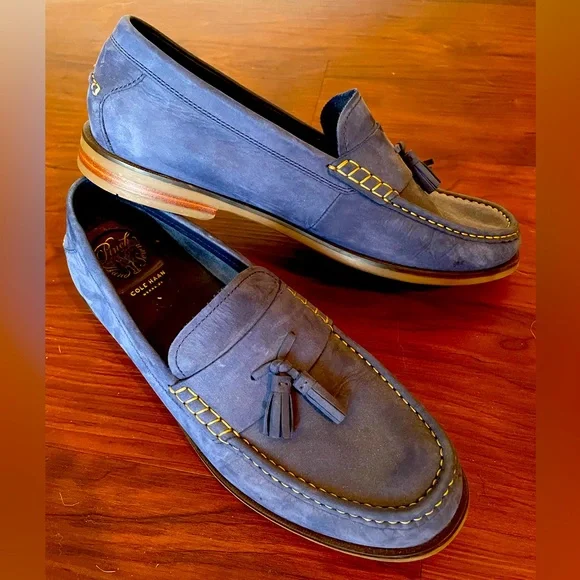 Cole Haan | Shoes | Cole Haan Blue Suede Loafers Wtassels  display picture 2